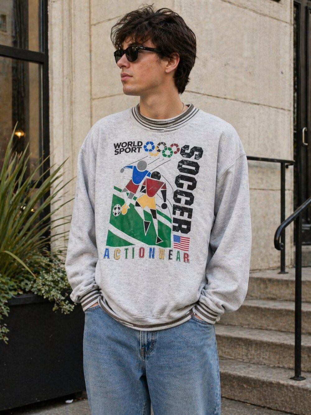 Vintage 1992 Oneita USA Soccer Graphic Sweatshirt Size XL 90s Streetwear
